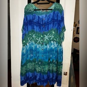 VINTAGE crepe sea themed dress